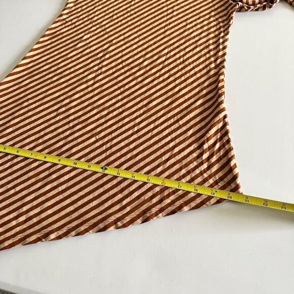 CHICO'S Tunic Shirt Size 0 Small Brown Striped Asymmetric Long Sleeve Stretch - Picture 10 of 11